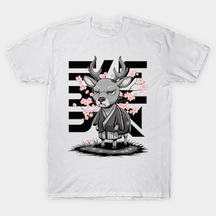 Dour Deer Japanese Art Print T-Shirt